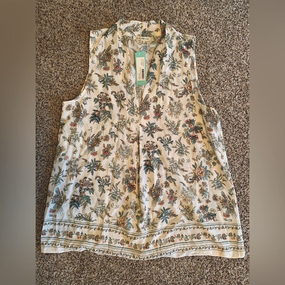 Atelier Max Samaria V Neck Sleeveless Blouse Size L